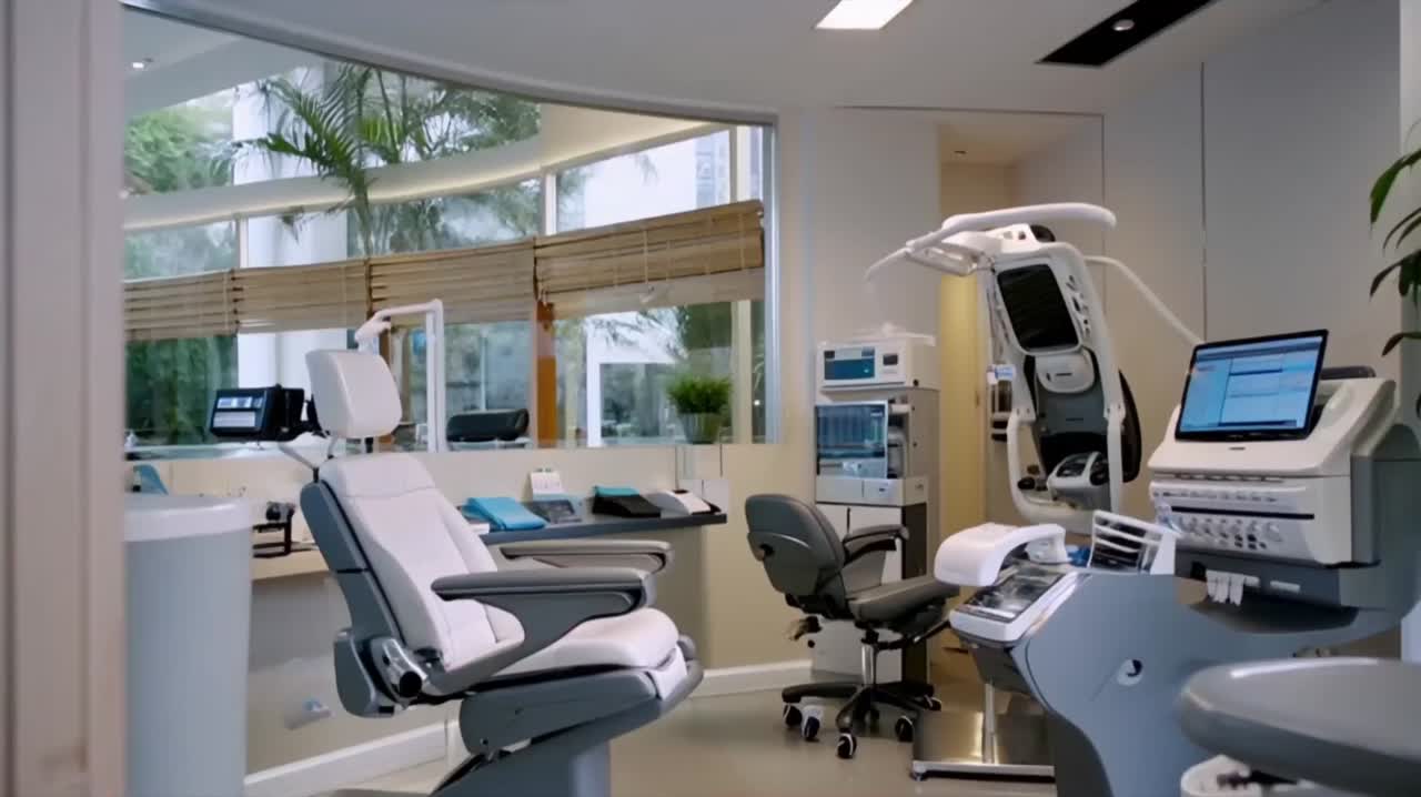 Bright, modern treatment room at Smiles West Lawndale
